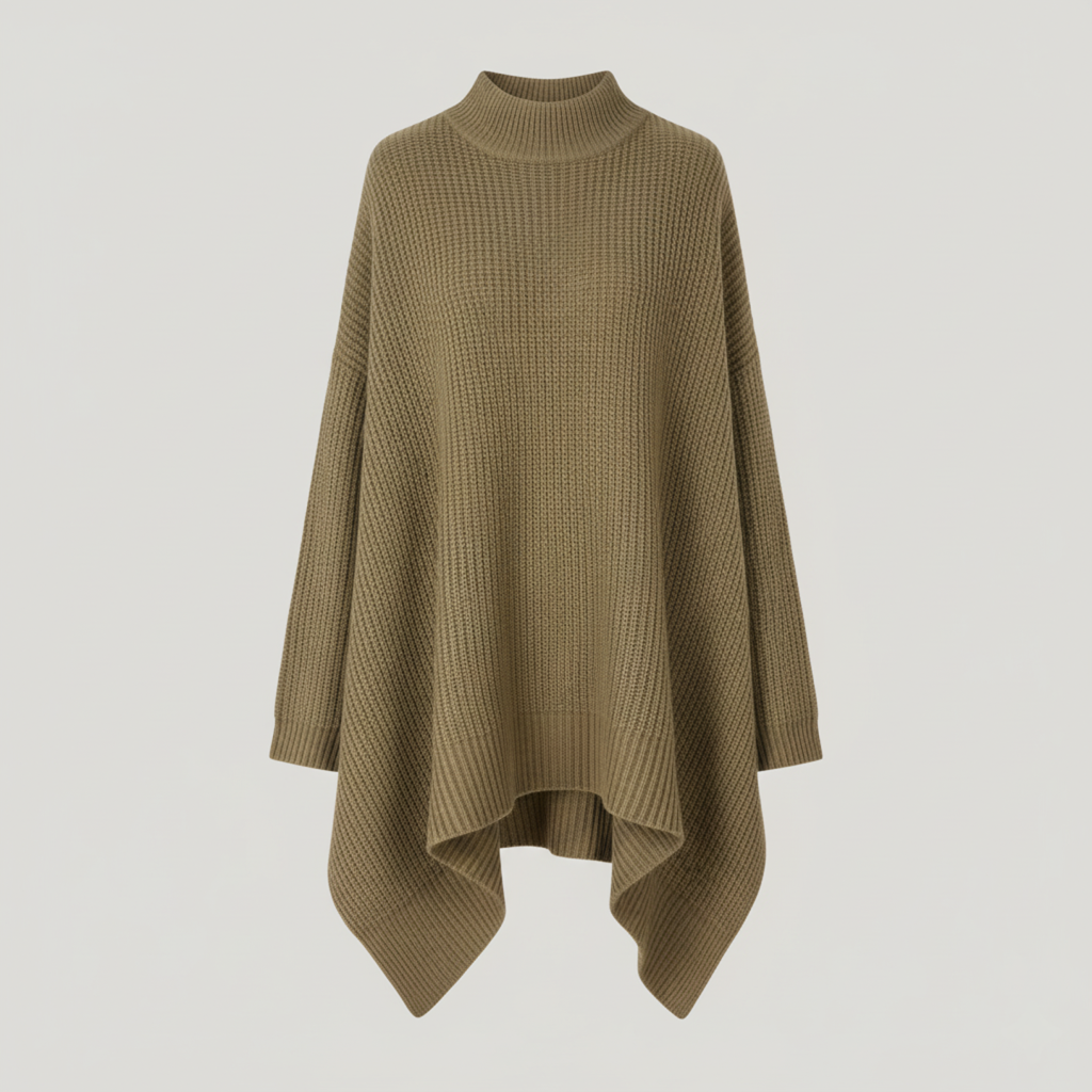 Oversize Asymmetrisk V-Striktrøje – Khaki Chic
